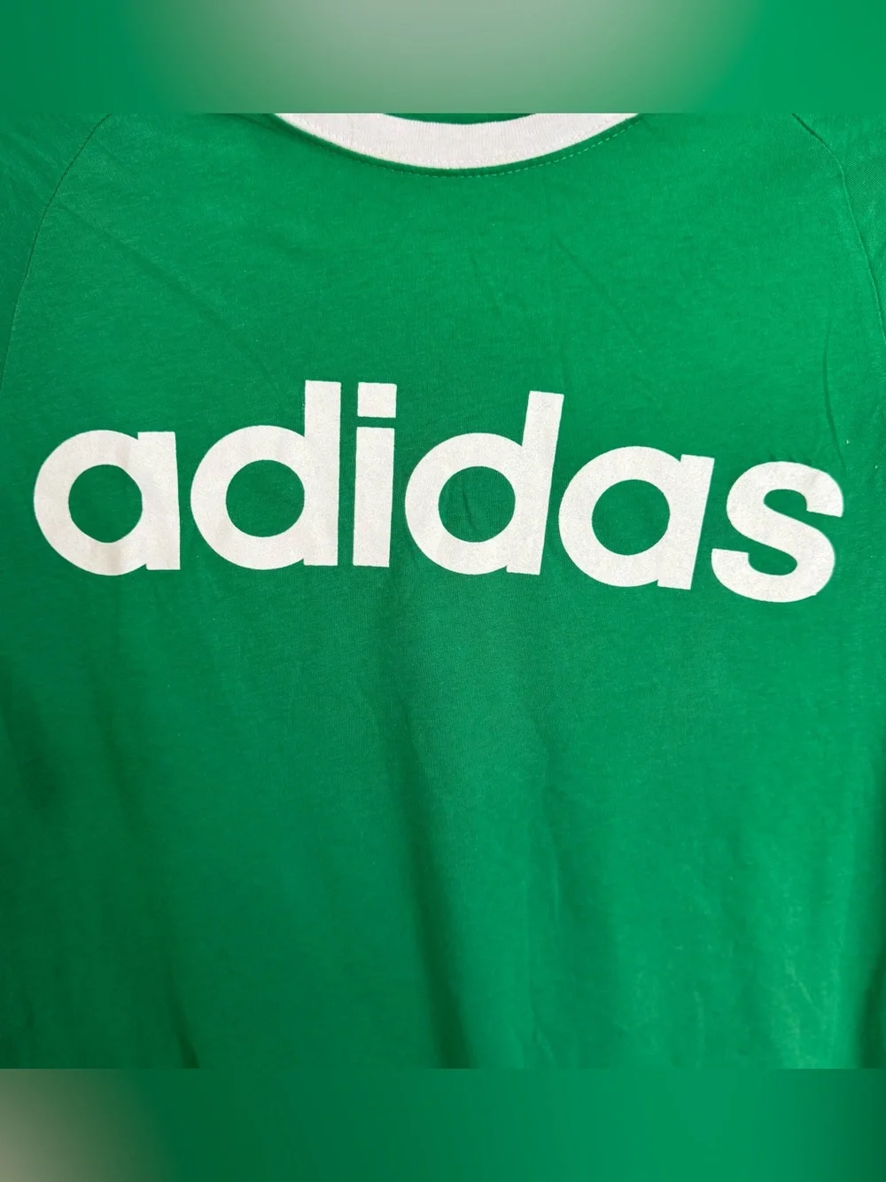 adidas Green Short Sleeve Tee with White Logo & Stripes